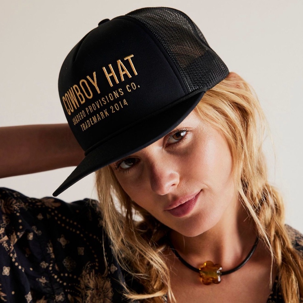 Free People Cowboy Baseball Hat in Vintage Black